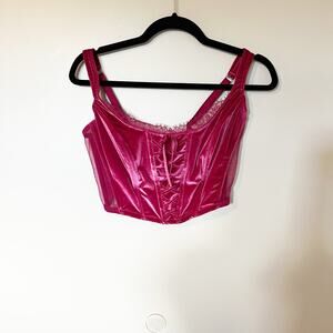 Victoria’s Secret Dream Angels Unlined Lace-Up Corset M DD pink velvet